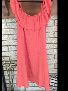 Forever 21 Coral Ruffle Scoop Neck Dress